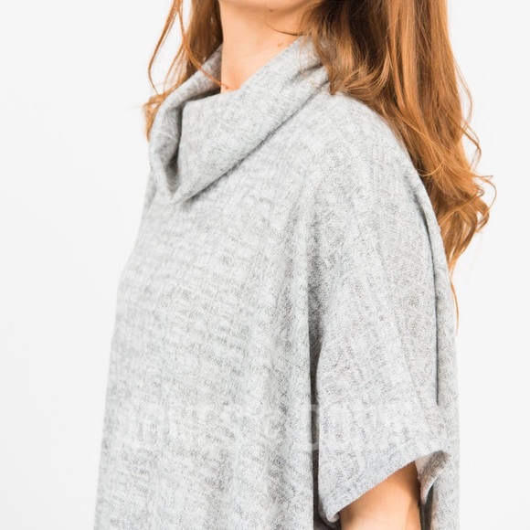Agnes&Dora Turtle neck Poncho Heather Grey - Picture 4 of 4